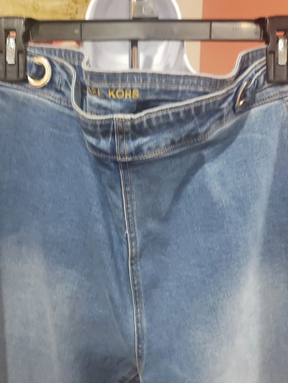 Michael Kors Light Blue Stretch Denim Boot Cut Jeans with Grommet Detail, 20W